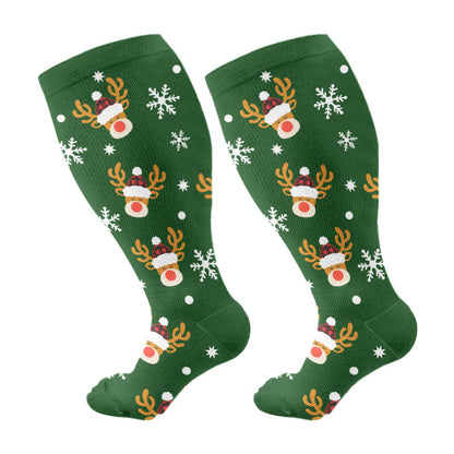 Chaussettes de compression grande taille motif pingouin, cerf et vache (3 paires) - Vert (1 paire) - 4XL - image 5