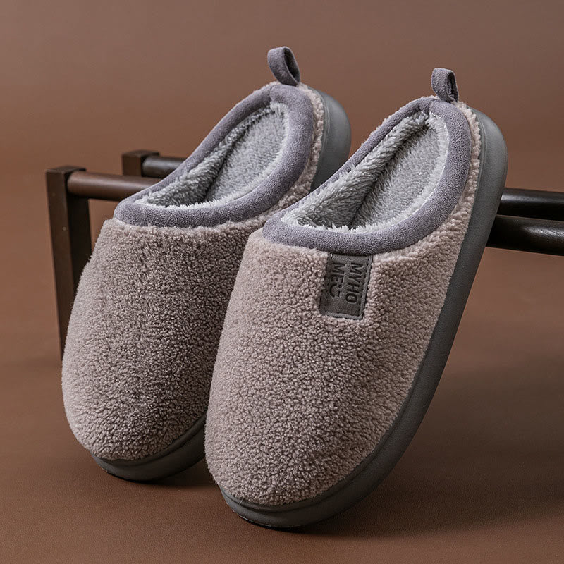 Pantoufles simples en peluche grande taille - Gris - EU44-45(US10-11) - image 12