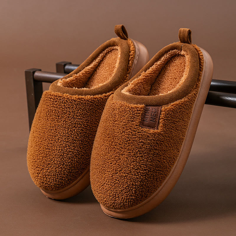 Pantoufles simples en peluche grande taille - Café - EU44-45(US10-11) - image 13