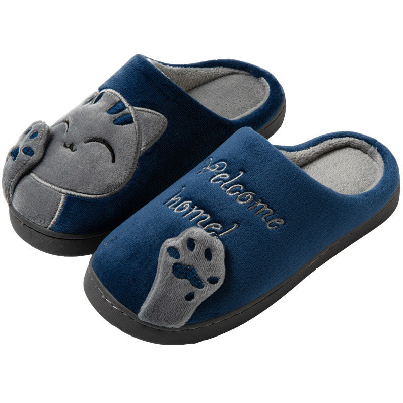 Pantoufles Plusock grandes tailles 3D chat dessin animé - Bleu marine - EU43-44(US9-10) - image 14