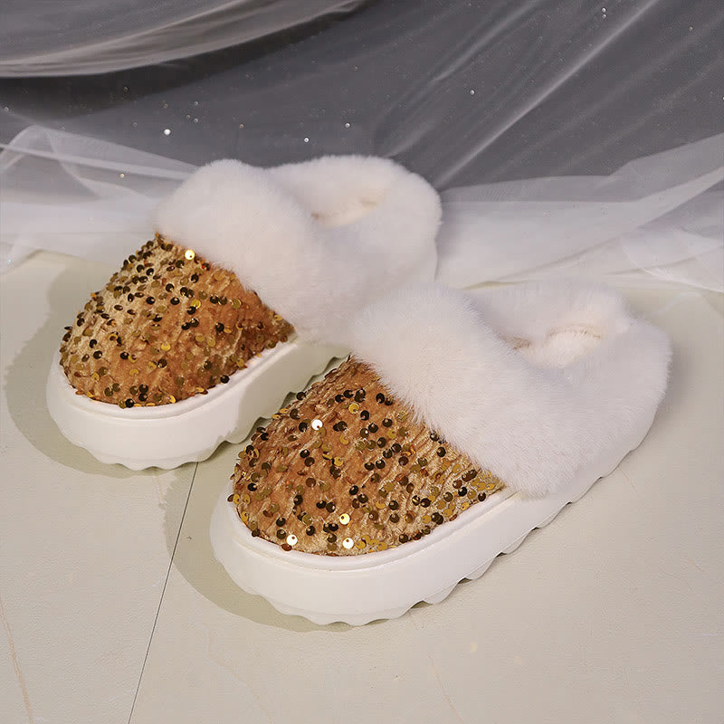 Pantoufles à paillettes Plusock grande taille - Doré - EU42-43(US8.5-9) - image 8