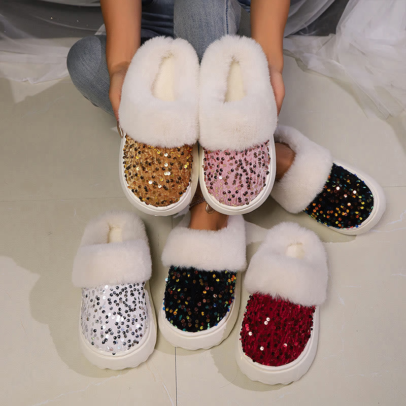 Pantoufles à paillettes grande taille - image 0