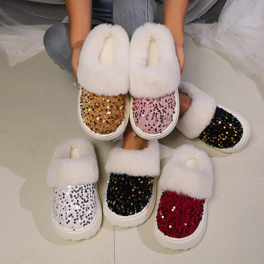 Pantoufles à paillettes grande taille - image 0