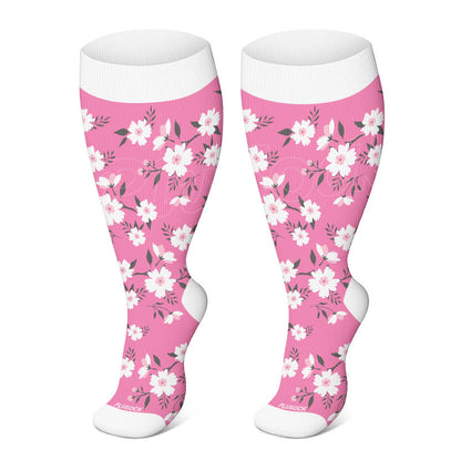 Chaussettes de compression grandes tailles à fleurs roses (3 paires) - Rose - 4XL - image 3