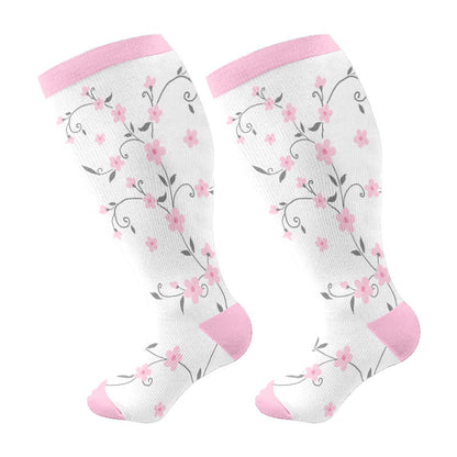 Chaussettes de compression grandes tailles à fleurs roses (3 paires) - image 5