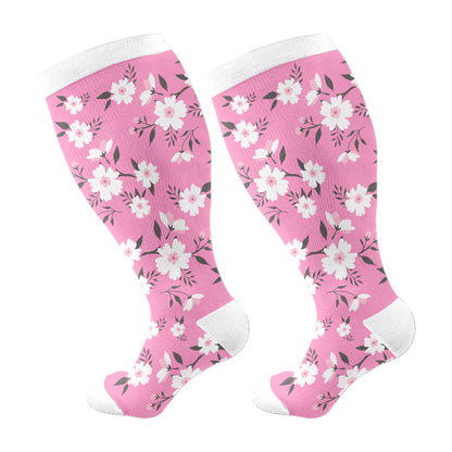 Chaussettes de compression grandes tailles à fleurs roses (3 paires) - image 7