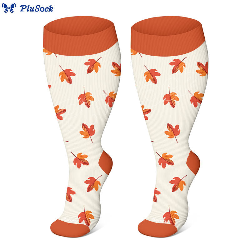Chaussettes de compression grandes tailles en forme de champignon et de feuille d'érable - image 3