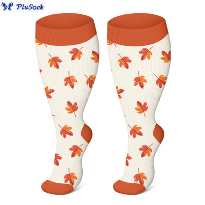 Chaussettes de compression grandes tailles à motif de feuilles d'érable et de champignons (3 paires) - image 7