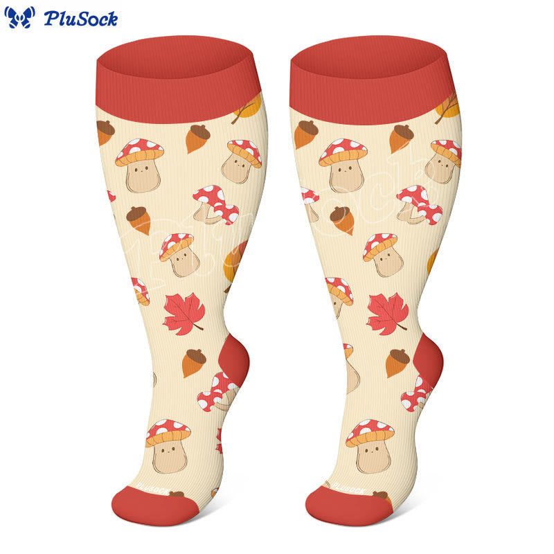 Chaussettes de compression grandes tailles à motif de feuilles d'érable et de champignons (3 paires) - image 8