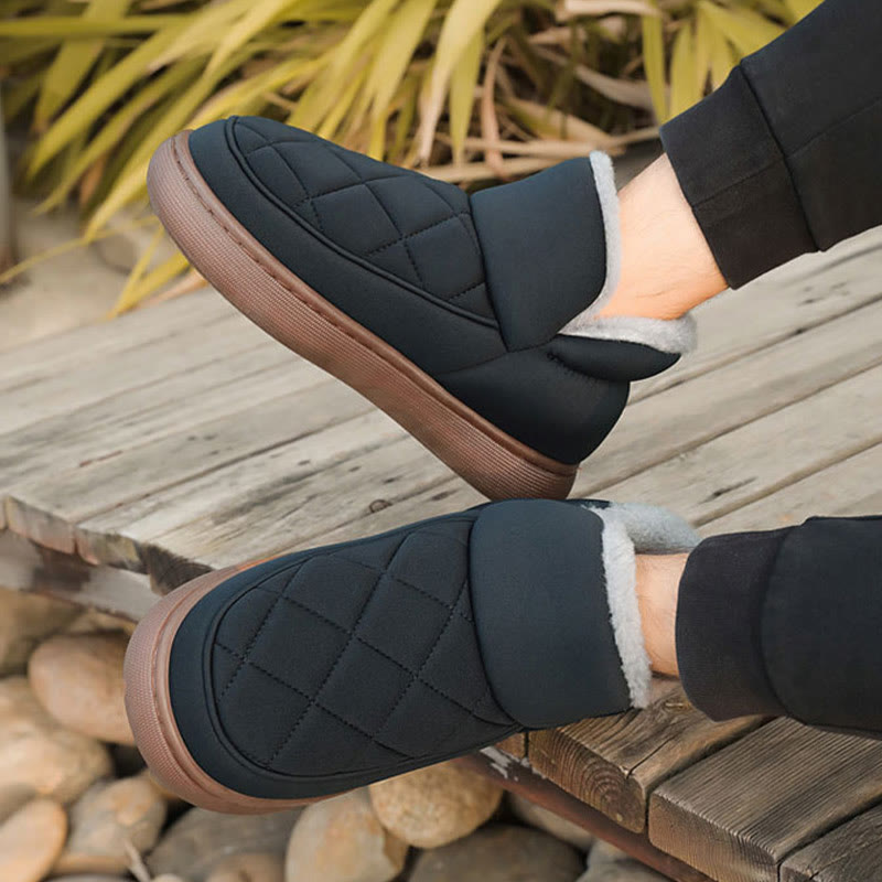 Pantoufles en peluche à motif quadrillé Plusock Grande Taille - image 7