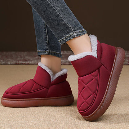 Pantoufles en peluche à motif quadrillé Plusock Grande Taille - image 1