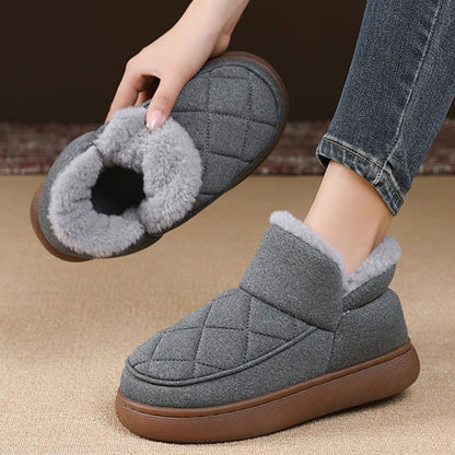 Pantoufles à carreaux en peluche grande taille - image 3