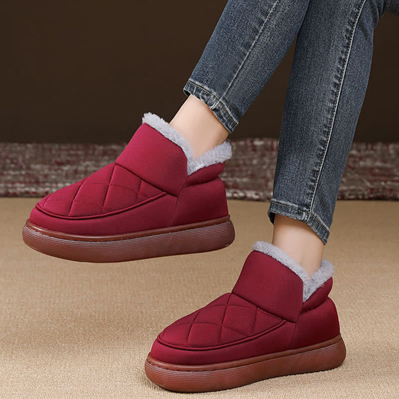 Pantoufles en peluche à motif quadrillé Plusock Grande Taille - image 2