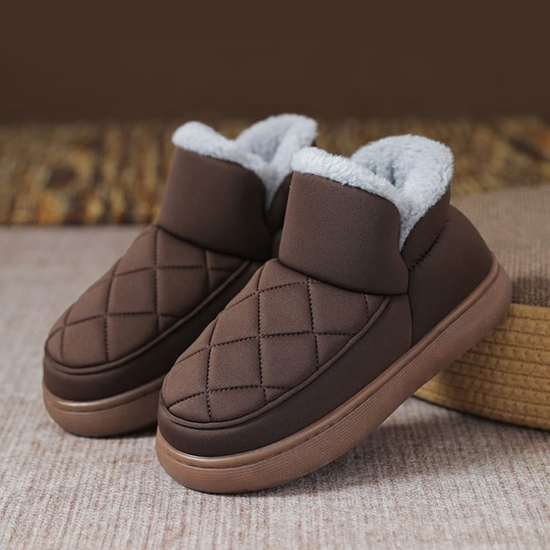 Pantoufles à carreaux en peluche grande taille - Café - EU45-46(US11-12) - image 14