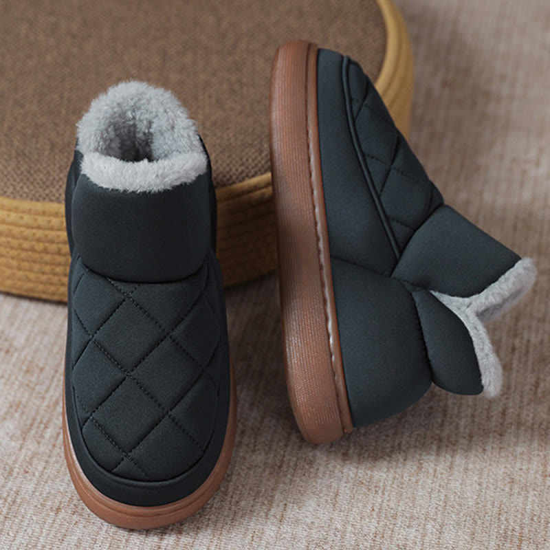 Pantoufles en peluche à motif quadrillé Plusock Grande Taille - image 12