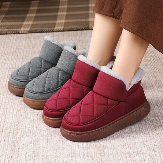 Pantoufles à carreaux en peluche grande taille - image 0