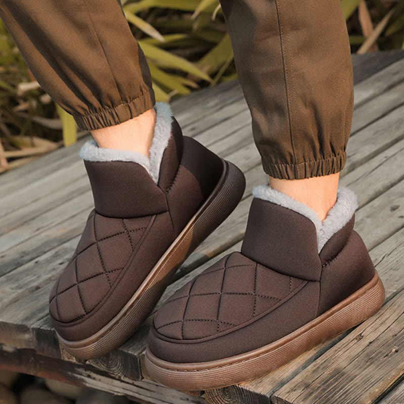 Pantoufles en peluche à motif quadrillé Plusock Grande Taille - image 10