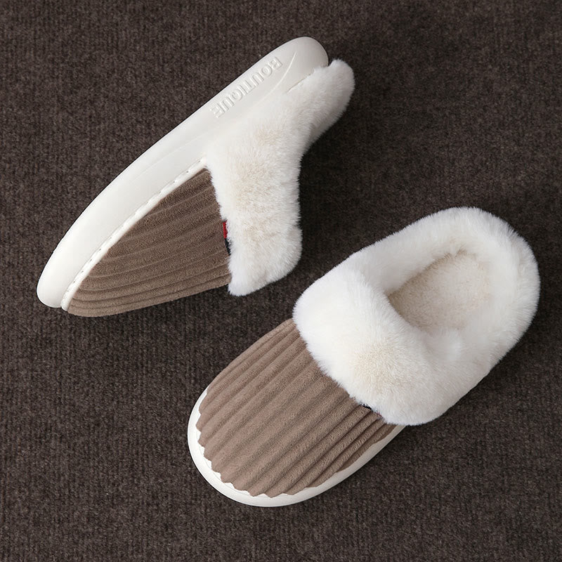 Pantoufles blanches en peluche grande taille - Café - EU46-47(US8-9) - image 7