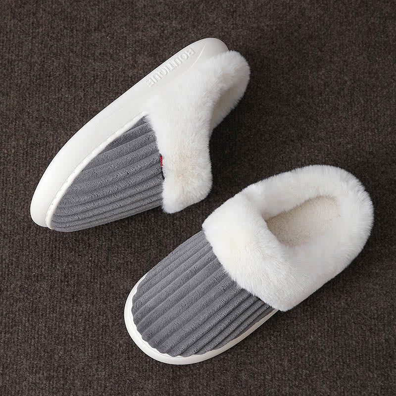 Pantoufles blanches en peluche grande taille - Gris - EU46-47(US8-9) - image 6