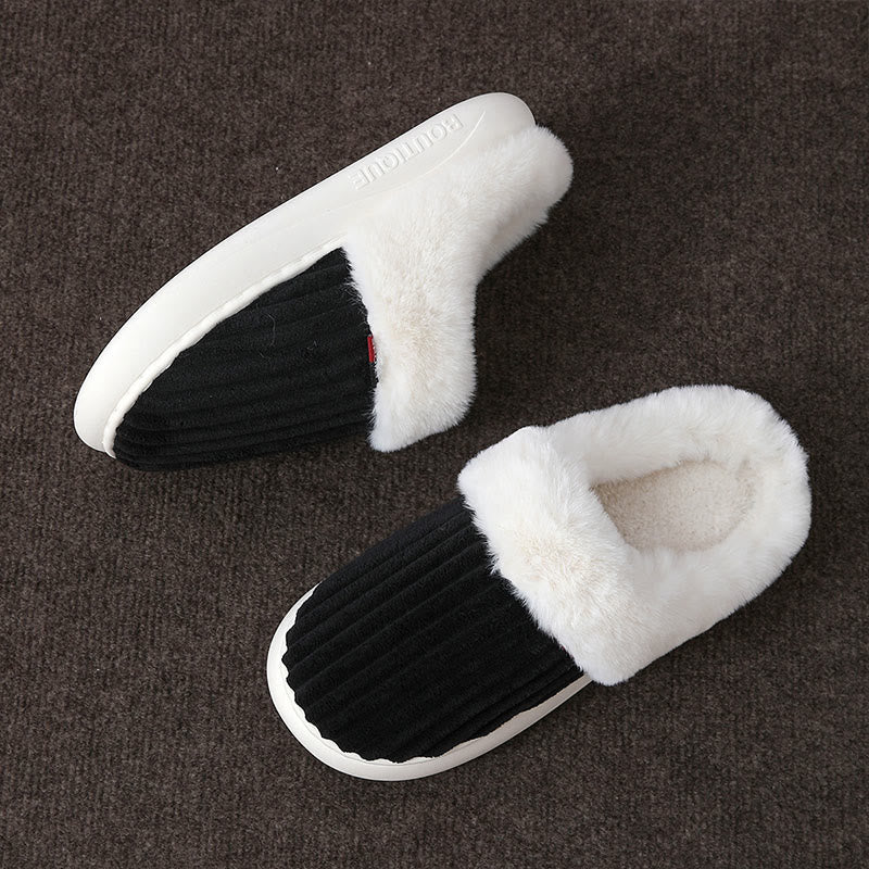 Pantoufles blanches en peluche grande taille - Noir - EU46-47(US8-9) - image 12