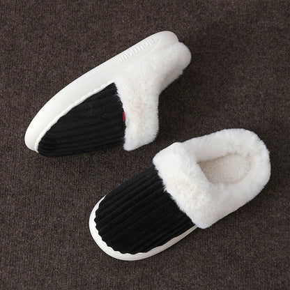 Pantoufles blanches en peluche grande taille - Noir - EU46-47(US8-9) - image 12