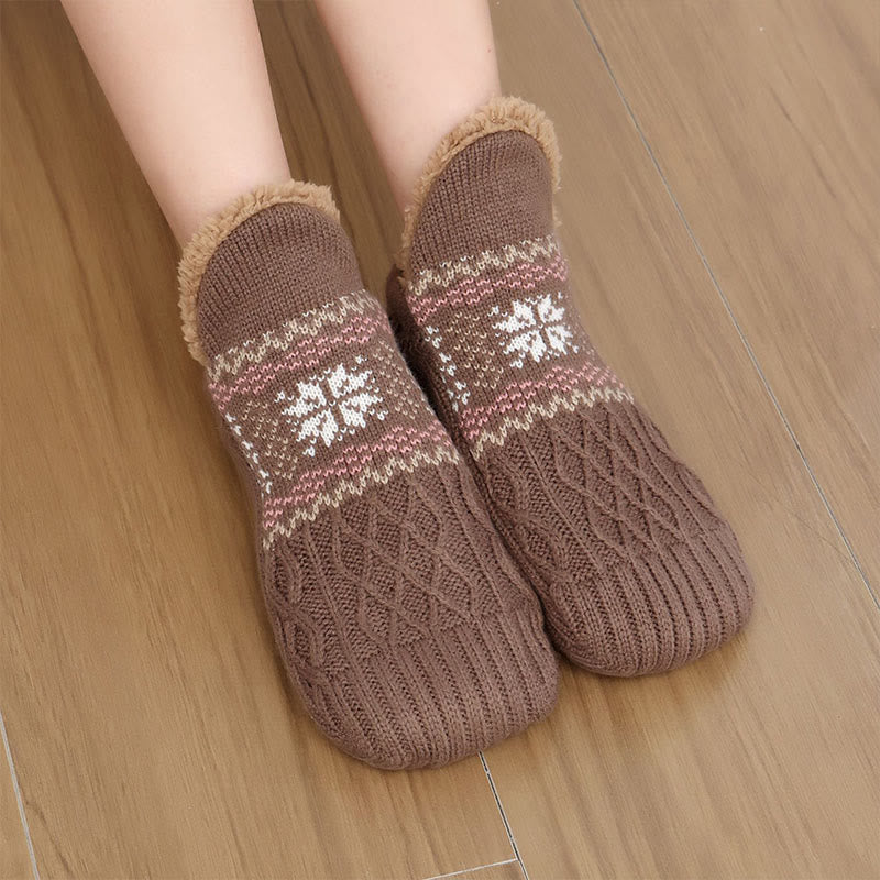Chaussettes-chaussons flocons de neige grandes tailles - Café - EU40-43(US7-9) - image 12