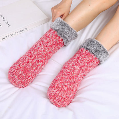 Chaussettes-chaussons grandes tailles avec revers en polaire - Rose - EU39-42(US6-8.5) - image 4