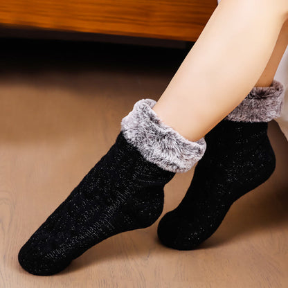 Chaussettes-chaussons Plusock grandes tailles en polaire avec revers - image 2