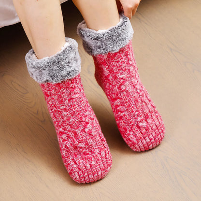 Chaussettes-chaussons grandes tailles avec revers en polaire - image 5