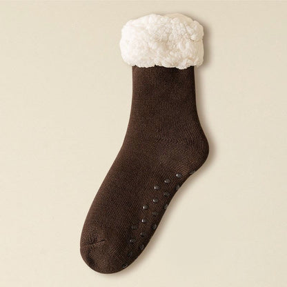 Chaussettes-chaussons élastiques grandes tailles, couleur unie - Brun - EU39-43(US6-9) - image 9