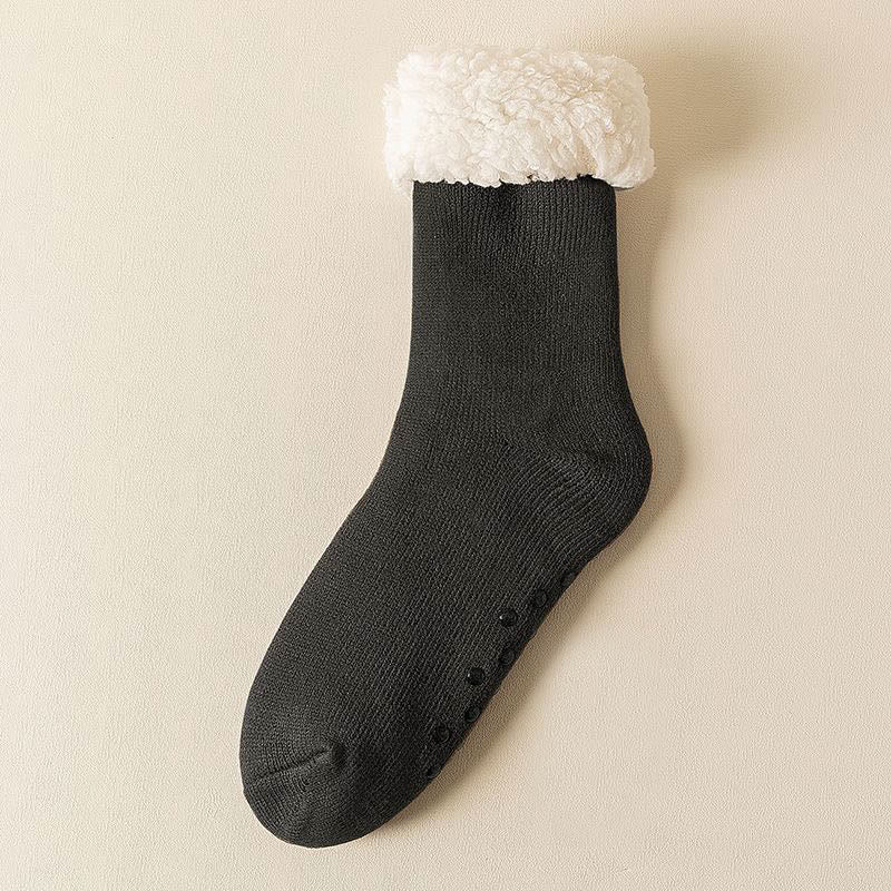 Chaussettes-chaussons élastiques grandes tailles, couleur unie - Gris foncé - EU39-43(US6-9) - image 11