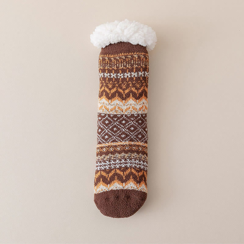 Chaussettes-chaussons ethniques grandes tailles - Café - EU36-41(US3-7.5) - image 13