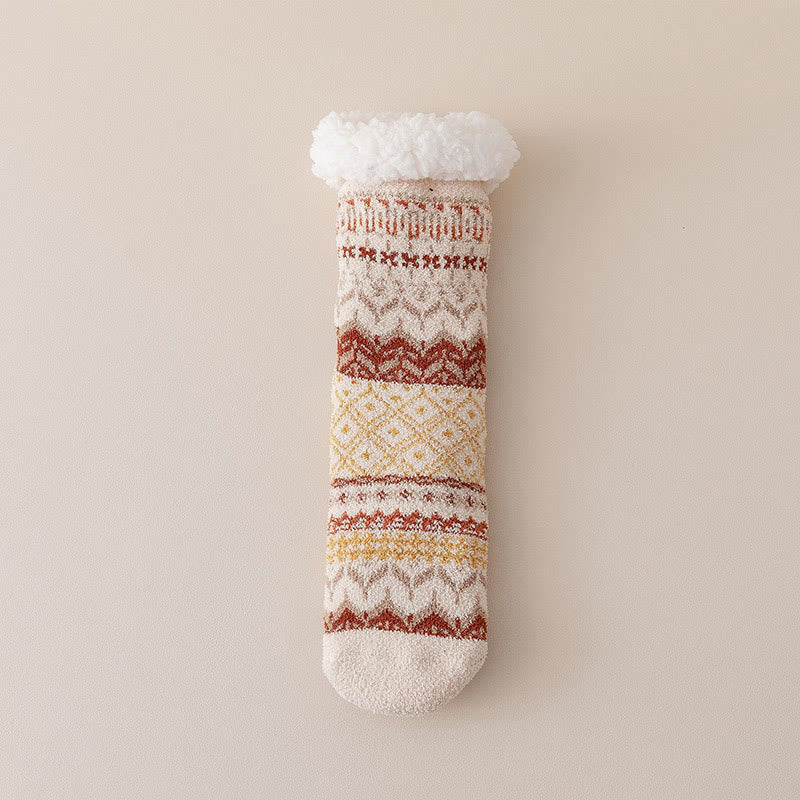 Chaussettes-chaussons Plusock grandes tailles style ethnique - Beige - EU36-41(US3-7.5) - image 10