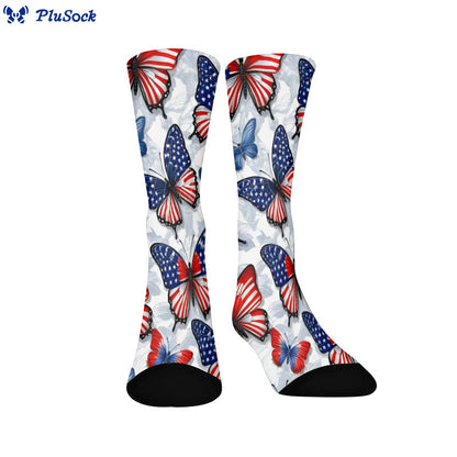 Chaussettes Plusock Grande Taille Papillon Drapeau Américain Quart de Pied - UN - EU37-44(US4-10) - image 5