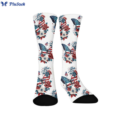 Chaussettes Plusock Grande Taille Papillon Drapeau Américain Quart de Pied - B - EU37-44(US4-10) - image 4