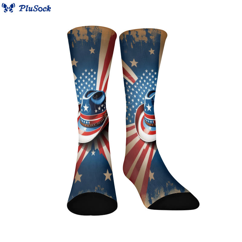 Chaussettes Plusock Grande Taille Papillon Drapeau Américain Quart de Pied - C - EU37-44(US4-10) - image 3