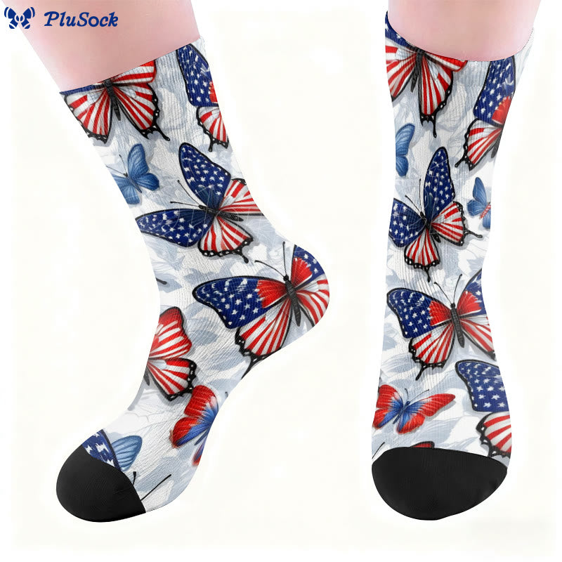 Chaussettes Plusock Grande Taille Papillon Drapeau Américain Quart de Pied - image 7