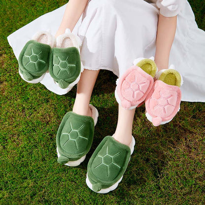 Pantoufles mignonnes en forme de tortue en peluche - image 0