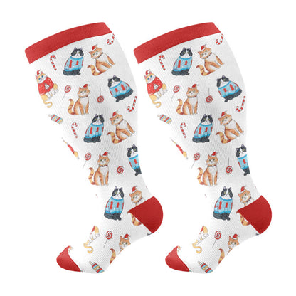 Chaussettes de compression adorables de Noël grande taille (3 paires) - Blanc (1 paire) - 4XL - image 7