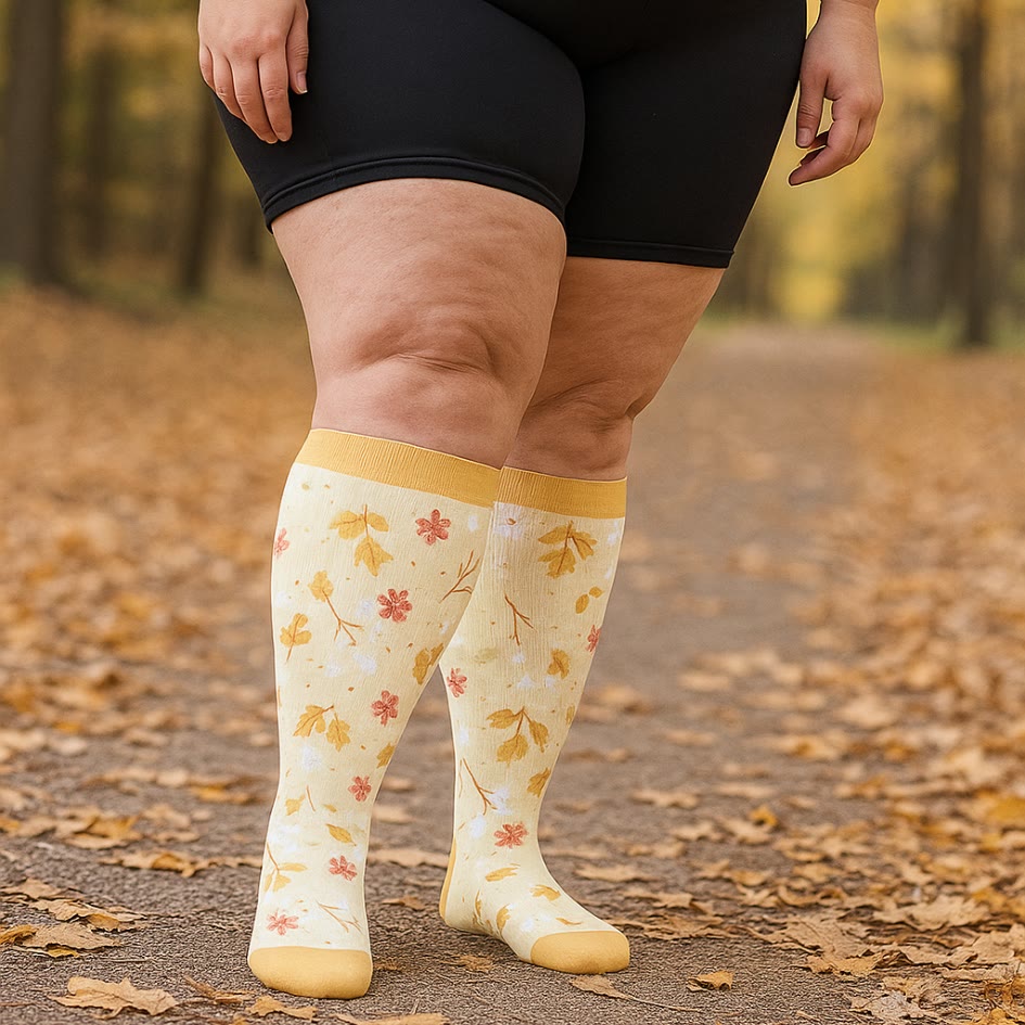 Chaussettes de compression grande taille à imprimé feuilles d'écureuil (3 paires) - image 2