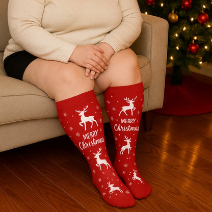 Chaussettes de compression grande taille motif bonhomme de neige, baleine et élan (3 paires) - image 1