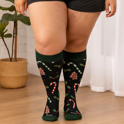 Chaussettes de compression Jolly Christmas grande taille (3 paires) - image 1