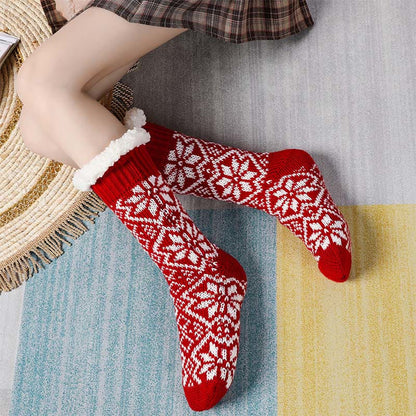 Chaussettes-chaussons de Noël à flocons de neige - Rouge - 40(US4-7) - image 2