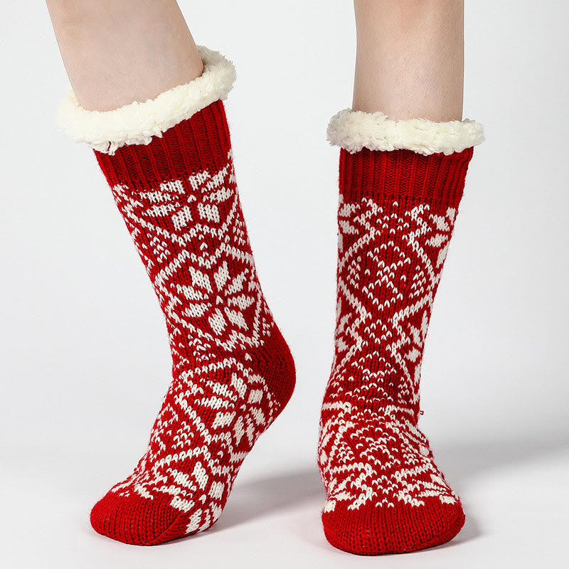 Chaussettes-chaussons de Noël à flocons de neige - image 0