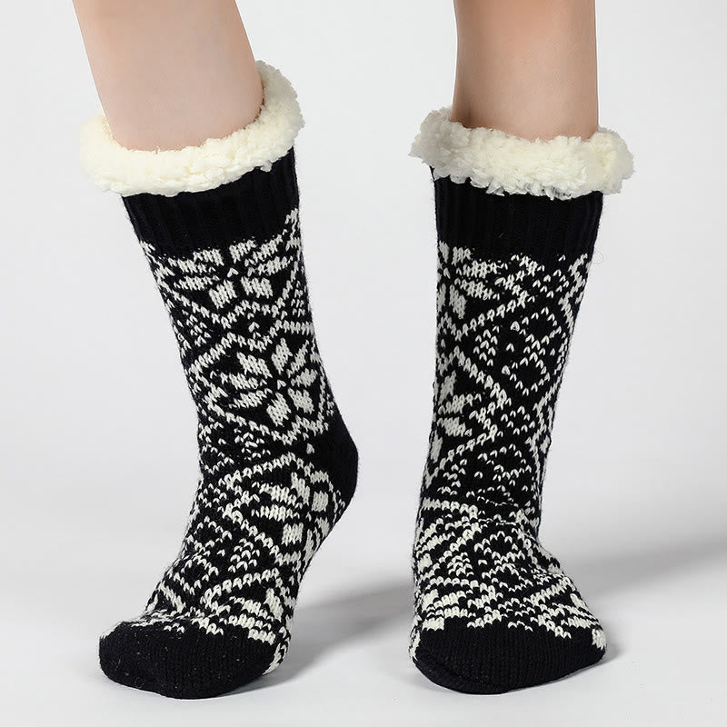 Chaussettes-chaussons de Noël à flocons de neige - Noir - 40(US4-7) - image 3