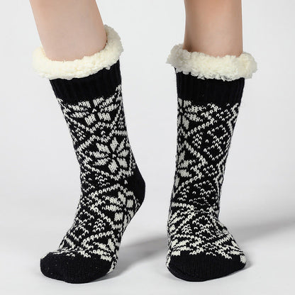 Chaussettes-chaussons de Noël à flocons de neige - Noir - 40(US4-7) - image 3