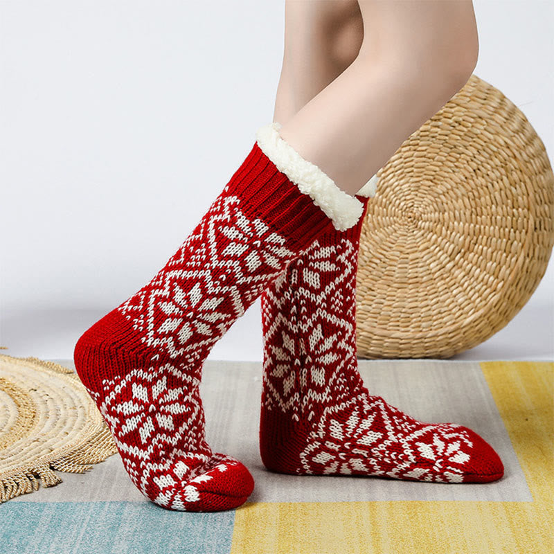 Chaussettes-chaussons de Noël à flocons de neige - image 1