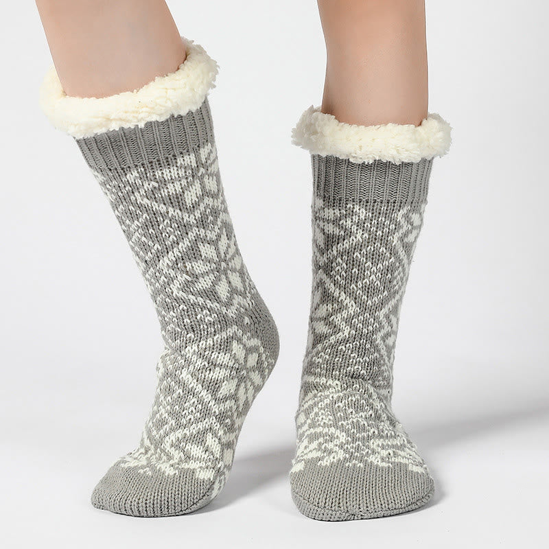 Chaussettes-chaussons de Noël à flocons de neige - Gris - 40(US4-7) - image 4