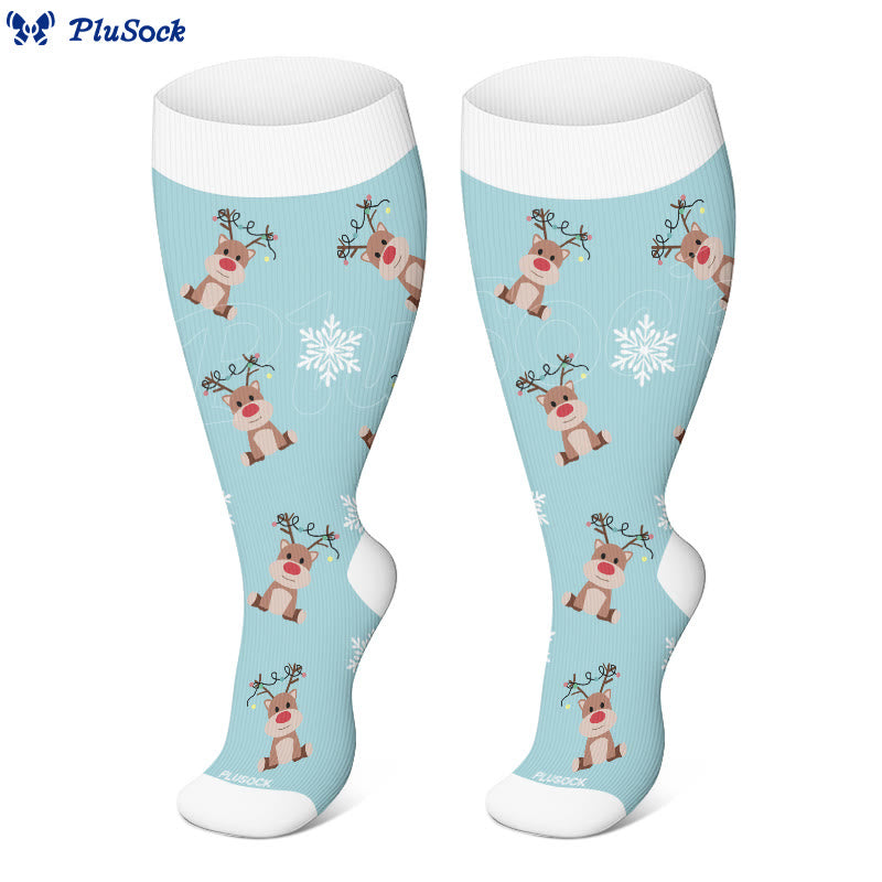 Chaussettes de compression Grande Taille Bonhomme de neige, Élan, Bonhomme en pain d'épice - image 2