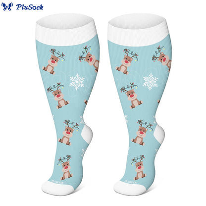 Chaussettes de compression Grande Taille Bonhomme de neige, Élan, Bonhomme en pain d'épice - image 2
